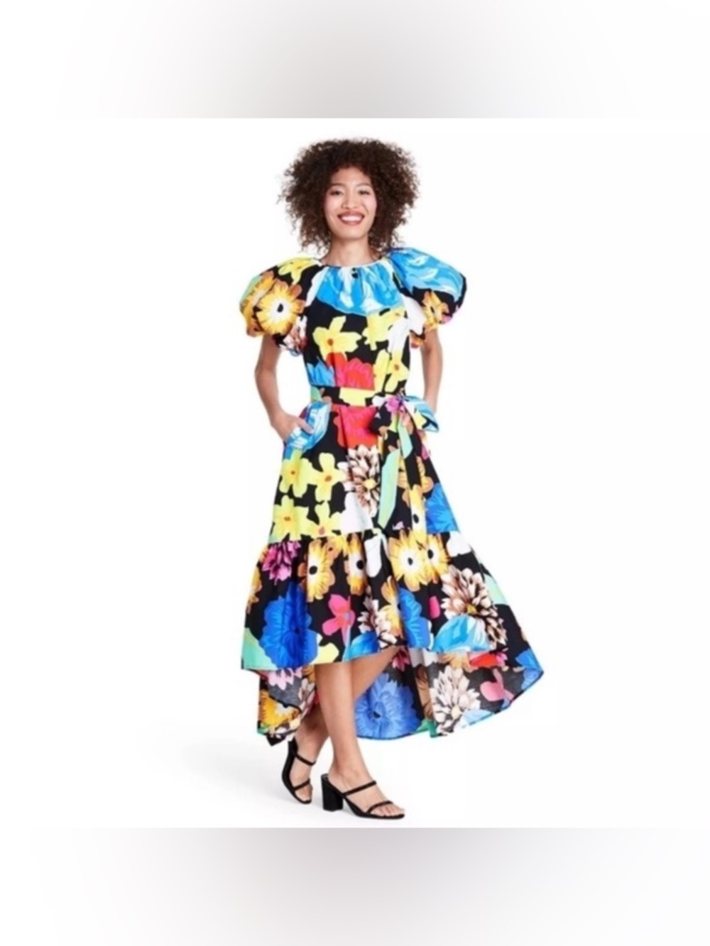 Christopher John Rogers x Target Floral High-Low Dress with Puff Sleeves Size S - Picture 2 of 8
